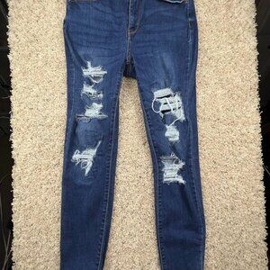 Wax Jean Stretch Denim Jeans Pants - Size 7/28 Distressed Skinny Leg Pockets